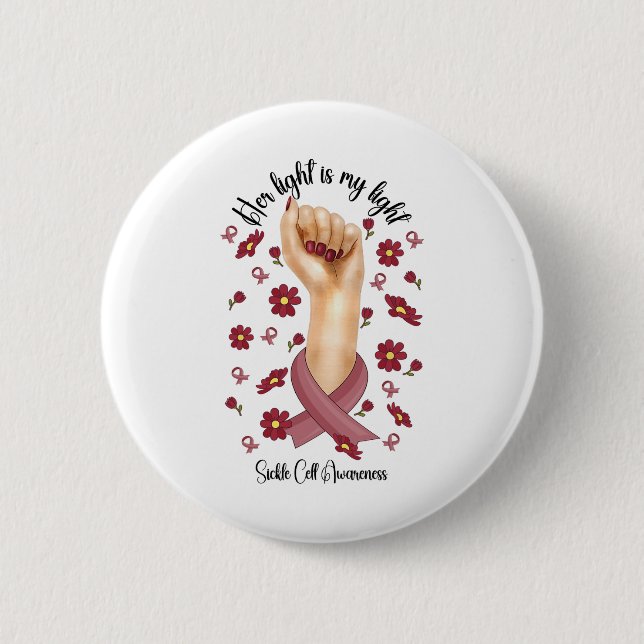 Hennes kamp är min "Sickle Cell Awareness Burgun" Knapp (Framsida)