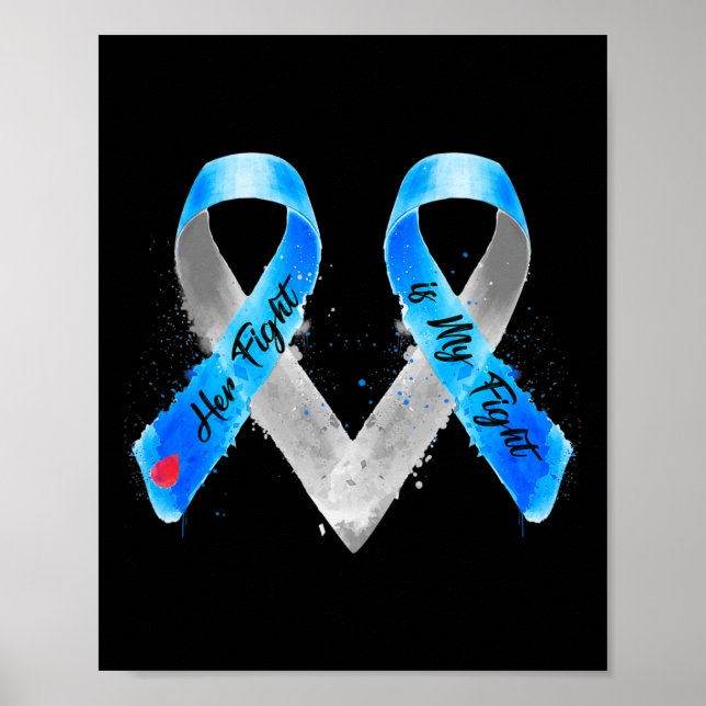 Hennes kamp är min typ 1-diabetes med blått band. poster (Framsidan)
