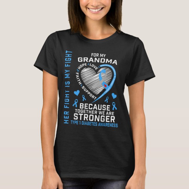 Hennes kamp är min typ 1-diabetes t shirt (Framsida)