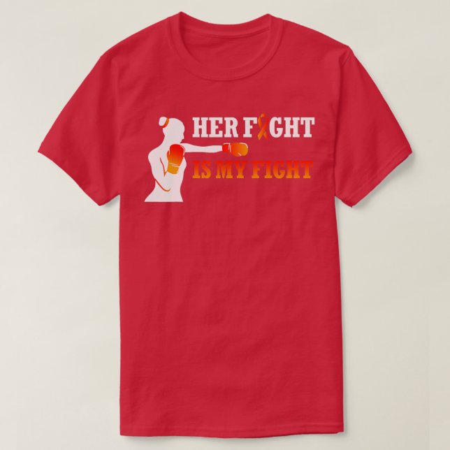 Hennes kamp är mina blodceller cancer Leukemi T Shirt (Design framsida)
