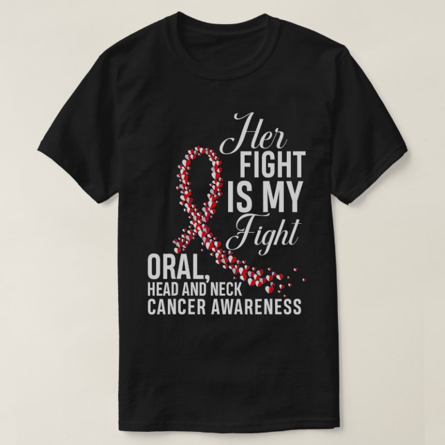 Hennes kamp är mitt gräl och Nacke Cancer Awar T Shirt (Design framsida)