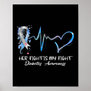 Hennes kamp är typ 1 Diabetes Awareness Gi Poster