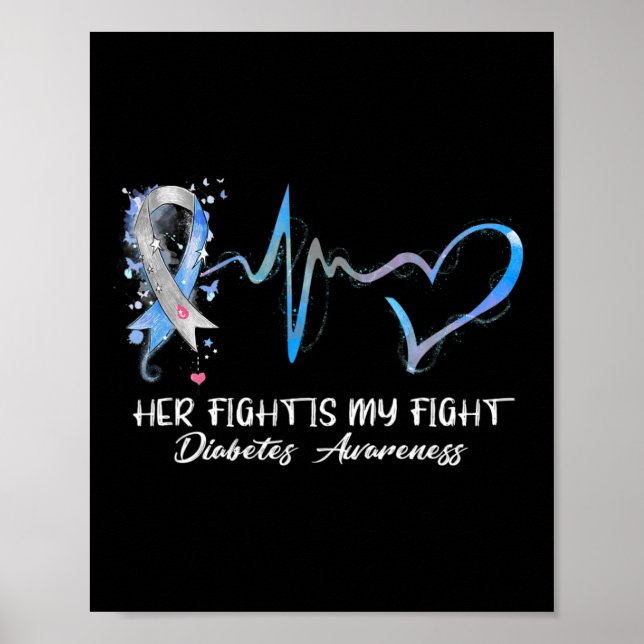 Hennes kamp är typ 1 Diabetes Awareness Gi Poster (Framsidan)