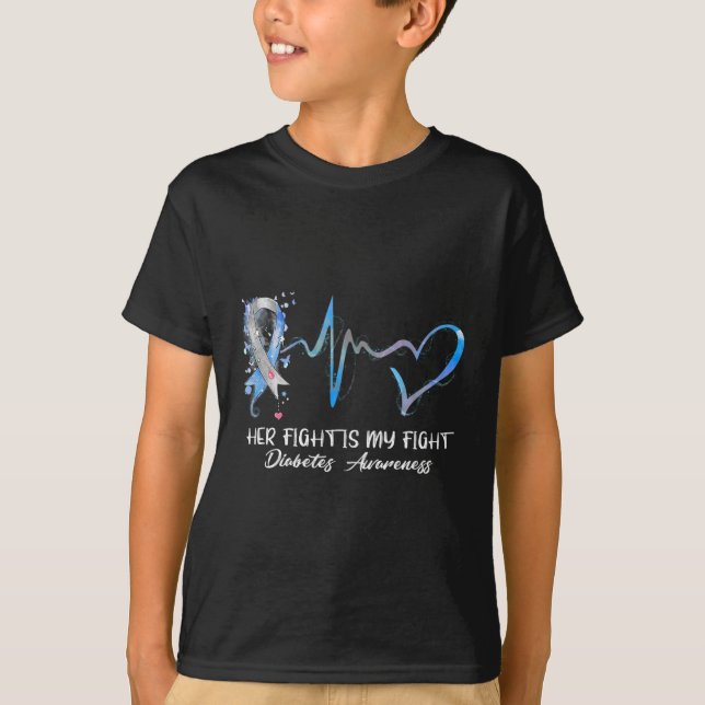 Hennes kamp är typ 1 Diabetes Awareness Gi T Shirt (Framsida)