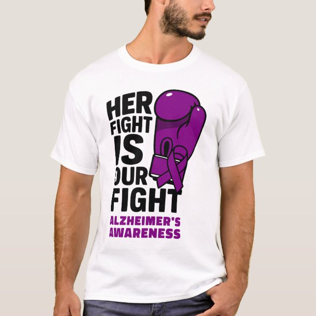 Hennes kamp är vår kamp - Alzheimers medvetenhet T Shirt (Framsida)