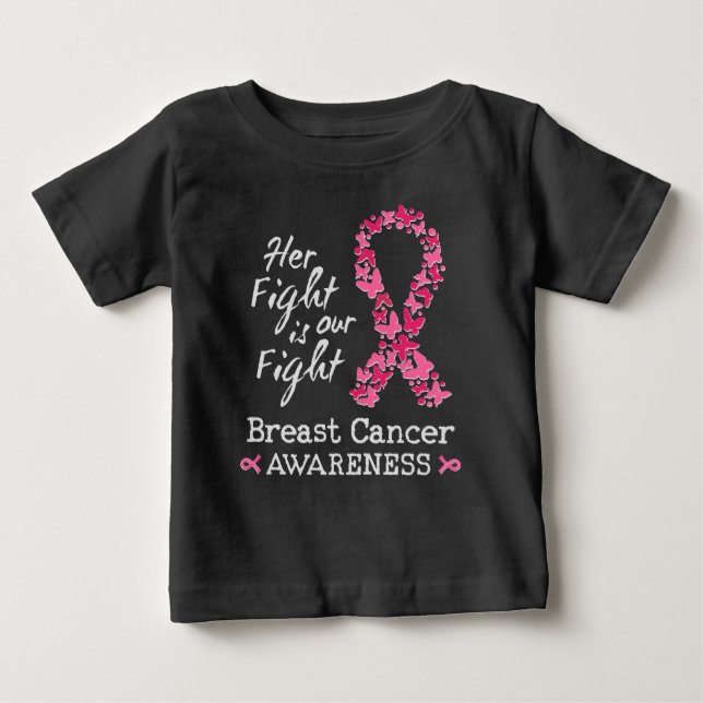 Hennes kamp är vår kamp Bröstcancermedvetande T Shirt (Framsida)