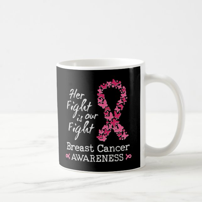Hennes kamp är vår kamp mot bröstcancer kaffemugg (Höger)