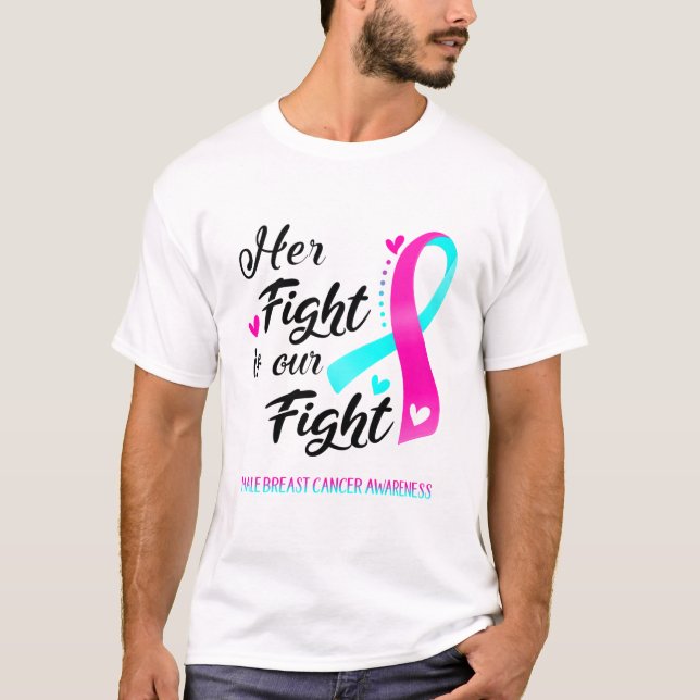 Hennes kamp är vår kamp mot bröstcancer t shirt (Framsida)