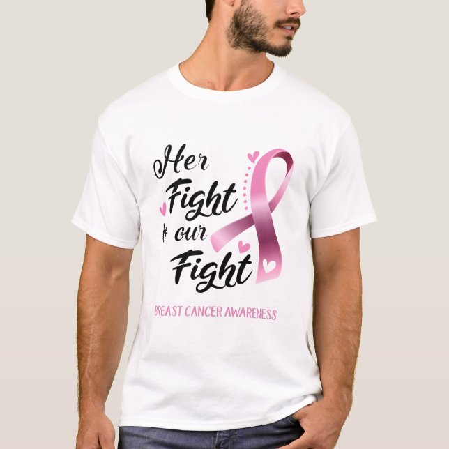 Hennes kamp är vår kamp mot bröstcancer t shirt (Framsida)