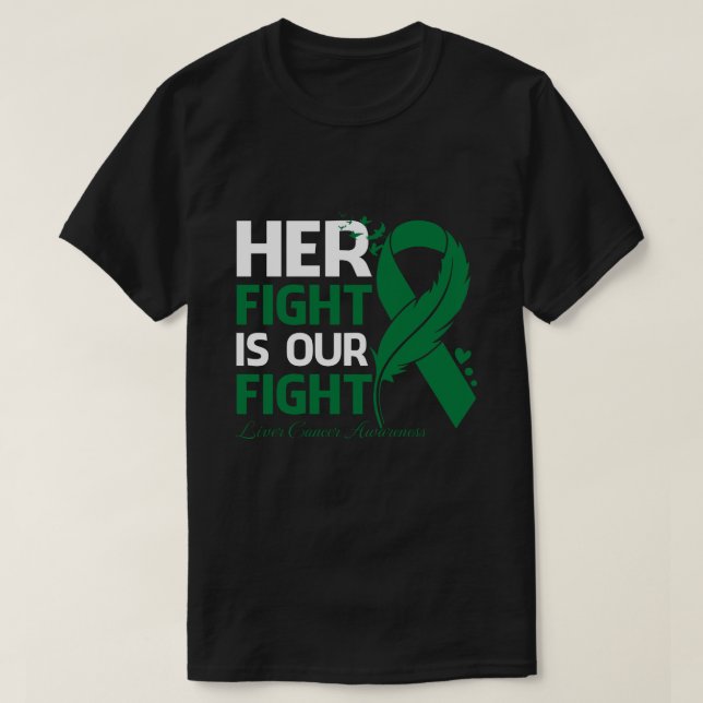 Hennes kamp är vår kamp mot mitt liv CANCER-medvet T Shirt (Design framsida)