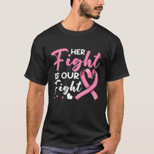 Hennes kamp är vår Rosa Ribbon Breast Cancer W T Shirt