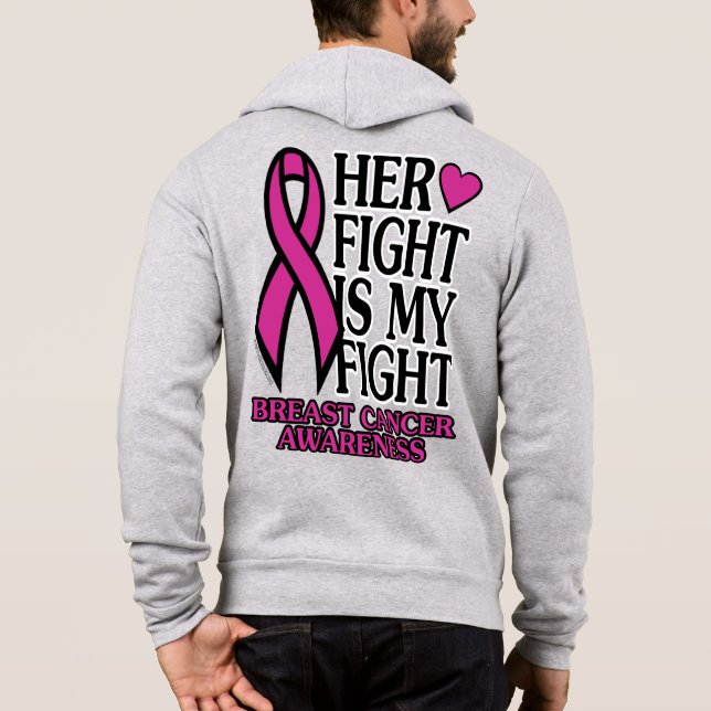 Hennes kamp... bröstcancer t shirt (Baksida)