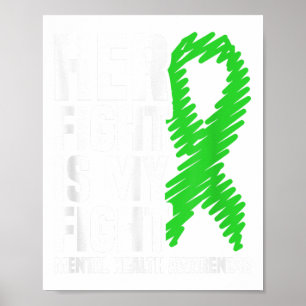Hennes kamp Min Grönt Ribbon Mental Health Awar Poster