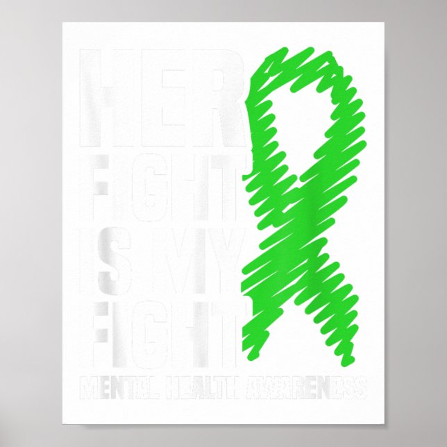 Hennes kamp Min Grönt Ribbon Mental Health Awar Poster (Framsidan)