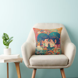 Hennes Kärlek, hennes sätt | Lesbisk Kiss Art Deco Kudde