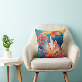 Hennes Kärlek, hennes sätt | Lesbisk Kiss Art Deco Kudde