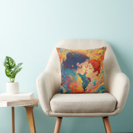 Hennes Kärlek, hennes sätt | Lesbisk Kiss Art Deco Kudde