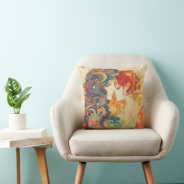 Hennes Kärlek, hennes sätt | Lesbisk Kiss Art Deco Kudde