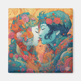 Hennes Kärlek, hennes sätt | Lesbisk Kiss Art Deco Magnet
