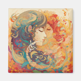 Hennes Kärlek, hennes sätt | Lesbisk Kiss Art Deco Magnet