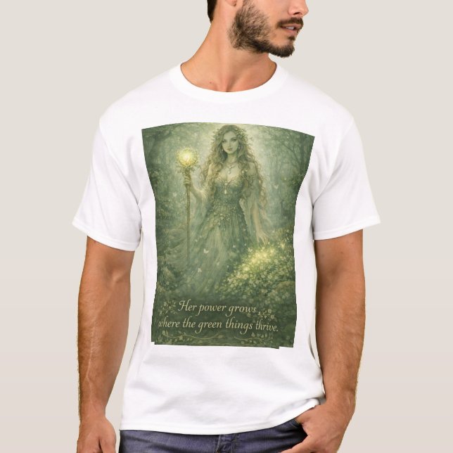 hennes kraft växer där de gröna sakerna frodas t shirt (Framsida)