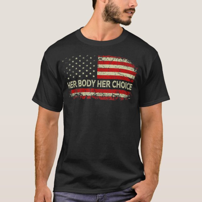 Hennes kropp Hennes val Amerikanska Flagga Reprodu T Shirt (Framsida)