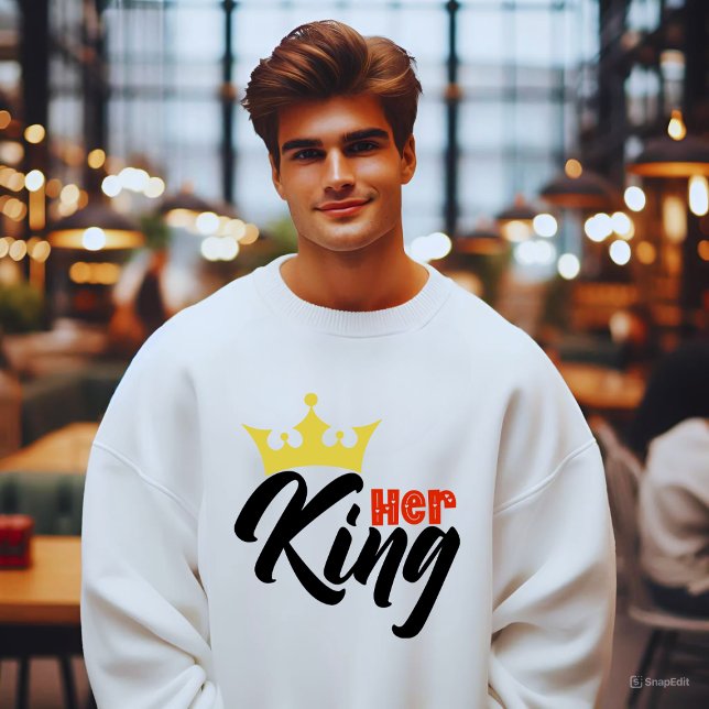 Hennes kung årsdags typografi  lång ärmad tröja (Her King)