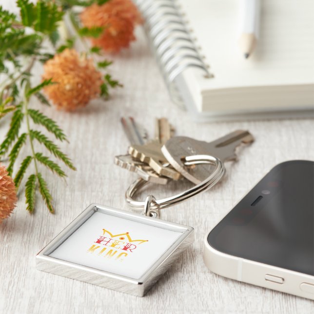 Hennes Kung Fyrkantig Silverfärgad Nyckelring (Sidan)