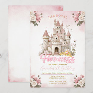 Hennes Kungliga Femårs Princess Födelsedags Rosa Inbjudningar