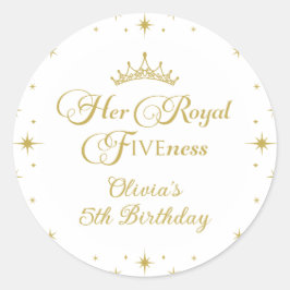 Hennes Kungliga Femthet Guld Prinsessa 5-årsdag Runt Klistermärke