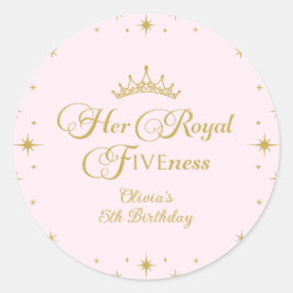 Hennes Kungliga Femthet Guld Prinsessa 5-årsdag Runt Klistermärke