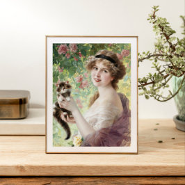 Hennes lille Kitten av Emile Vernon Fototryck