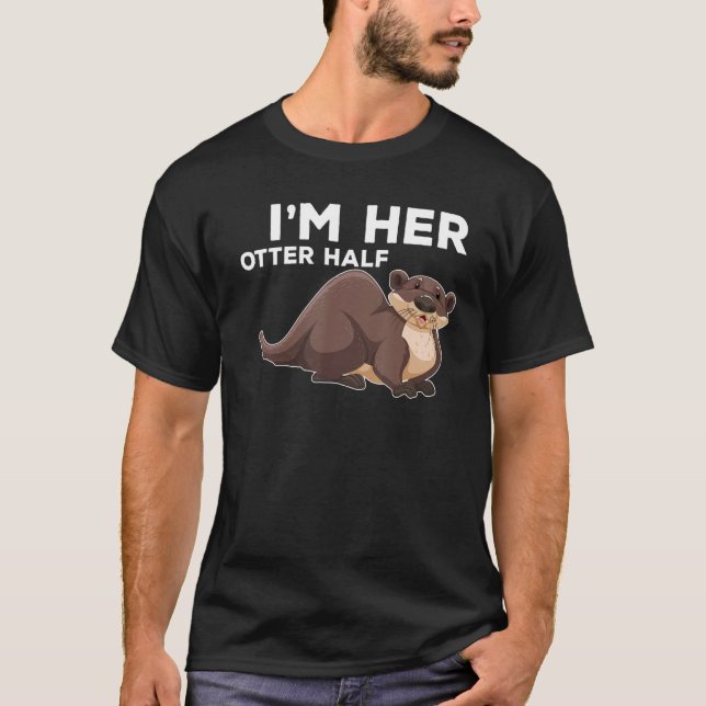 Hennes månhalva Pun Romantic Couple Valentine Day T Shirt (Framsida)