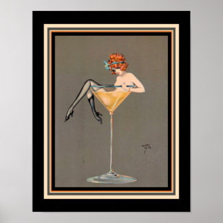 "Hennes Martini" Art Deco-utskrift 1920 Poster