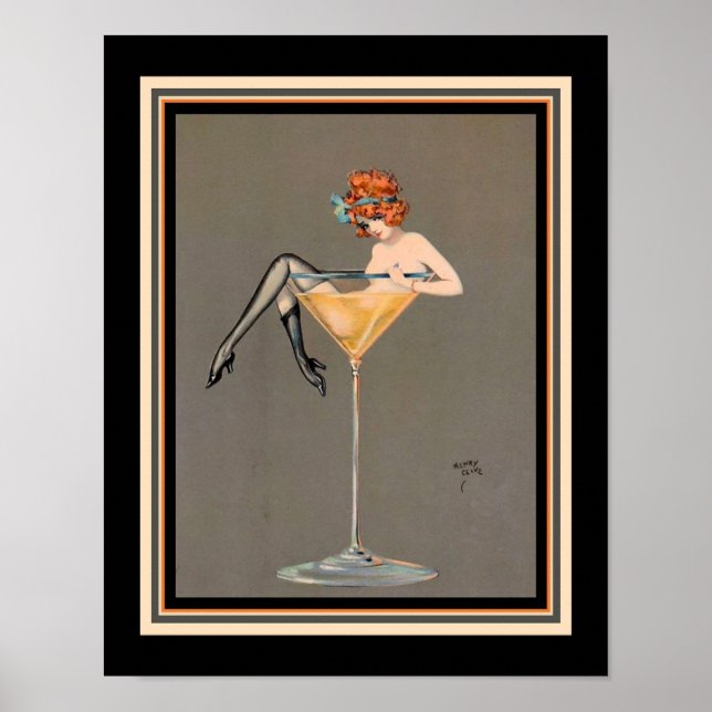 "Hennes Martini" Art Deco-utskrift 1920 Poster (Framsidan)