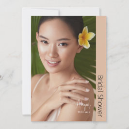 Hennes moderna Möhippa med foto Beige Inbjudningar