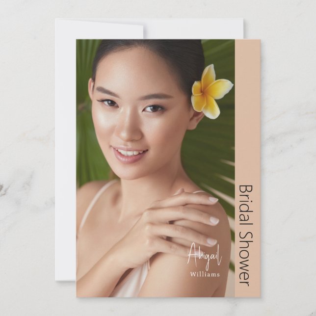 Hennes moderna Möhippa med foto Beige Inbjudningar (Framsida)