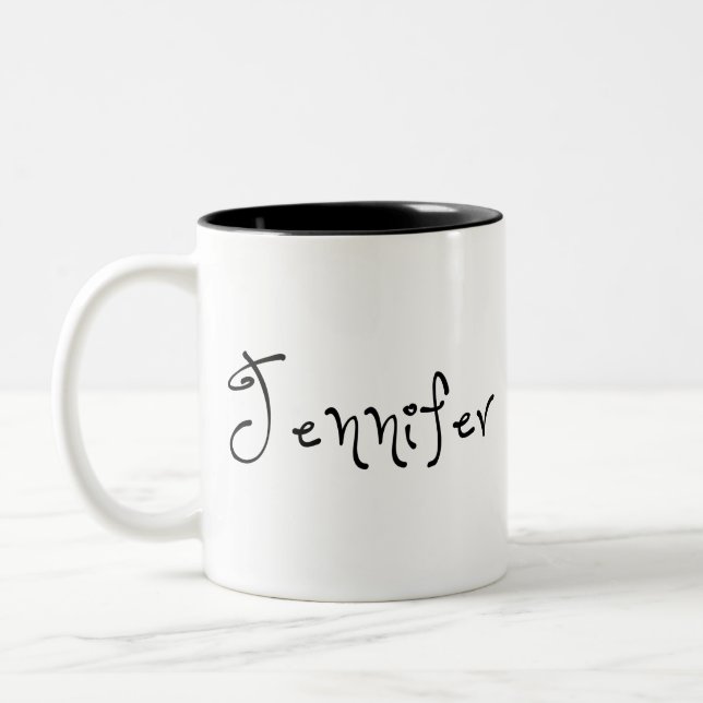 Hennes Namn är Jennifer Calligraphy Två-Tonad Mugg (Vänster)