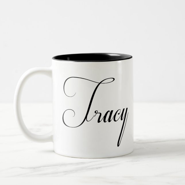 Hennes Namn är Tracy Calligraphy Två-Tonad Mugg (Vänster)