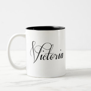 Hennes Namn är Victoria Calligraphy Två-Tonad Mugg