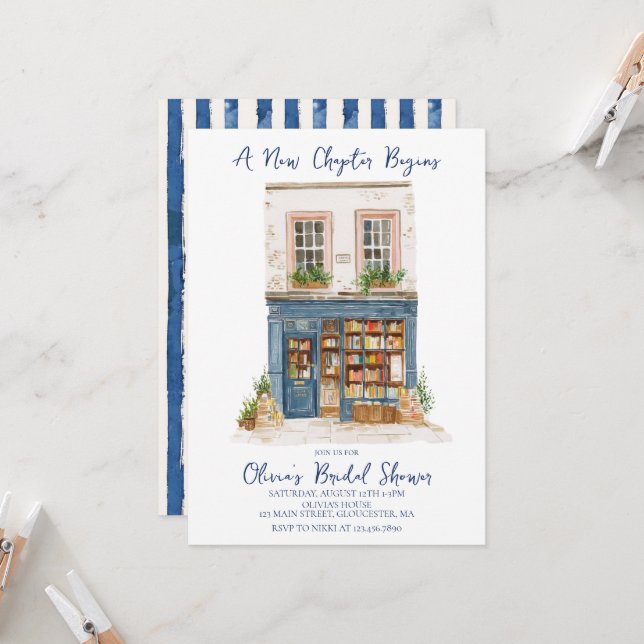 Hennes Nya Kapitel Börjar Boktematiserad Bröllopsf Inbjudningar (Fram/Back In Situ)