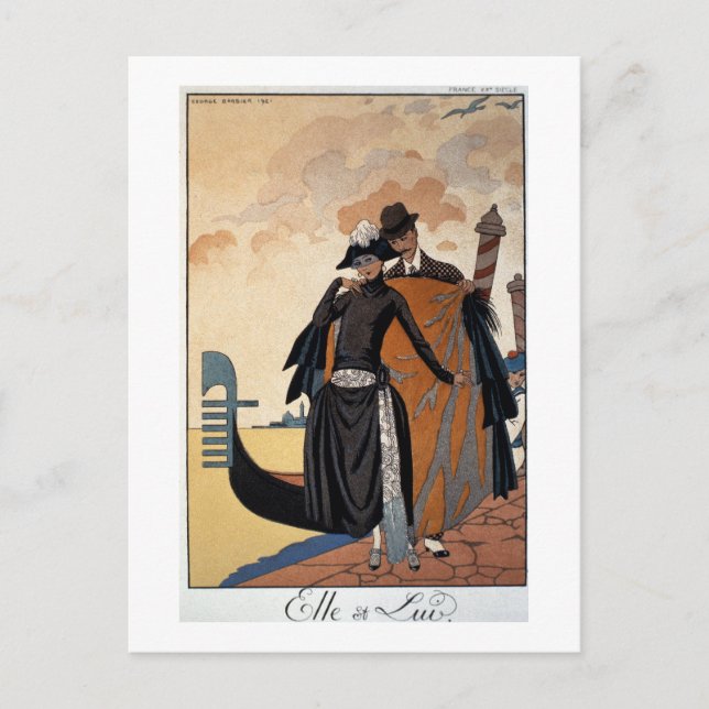 Hennes och hans Mode Illustration, 1921 (pochoir p Vykort (Framsida)