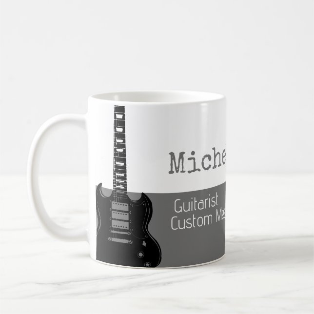 hennes professionell (guitarist) halvvitt grått ha kaffemugg (Vänster)