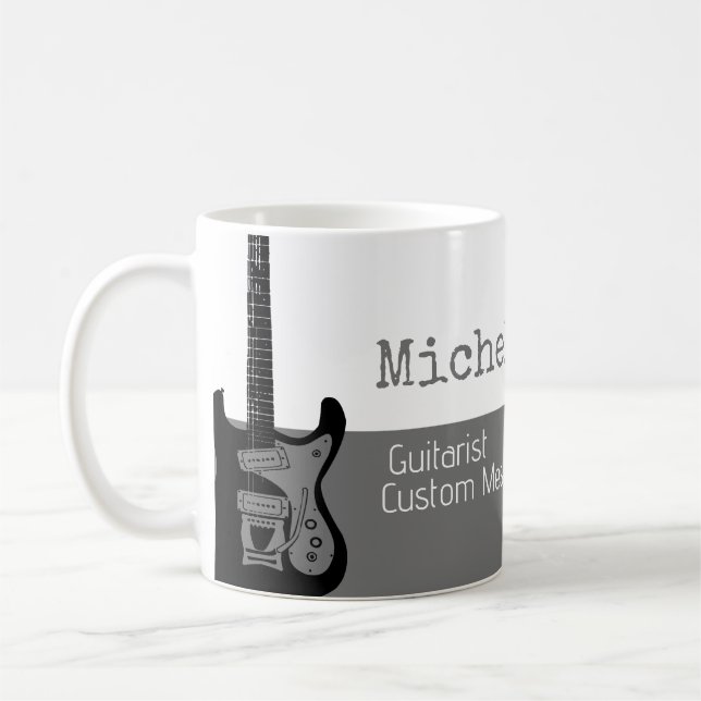 hennes professionell (guitarist) halvvitt grått ha kaffemugg (Vänster)