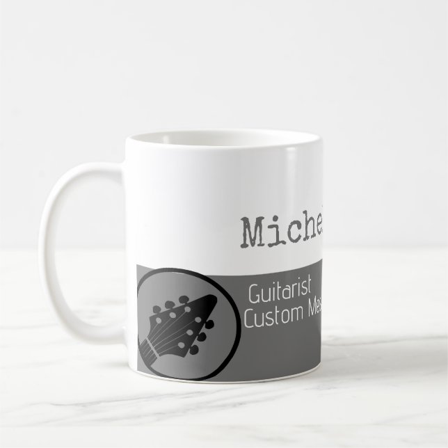 hennes professionell (guitarist) halvvitt grått ha kaffemugg (Vänster)