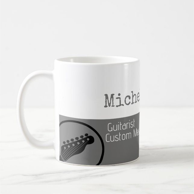 hennes professionell (guitarist) halvvitt grått ha kaffemugg (Vänster)
