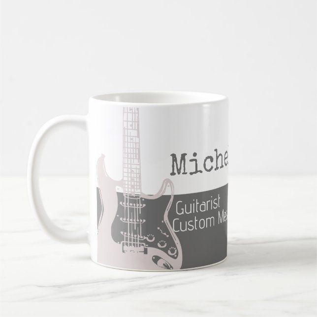 hennes professionell (guitarist) halvvitt grått ha kaffemugg (Vänster)