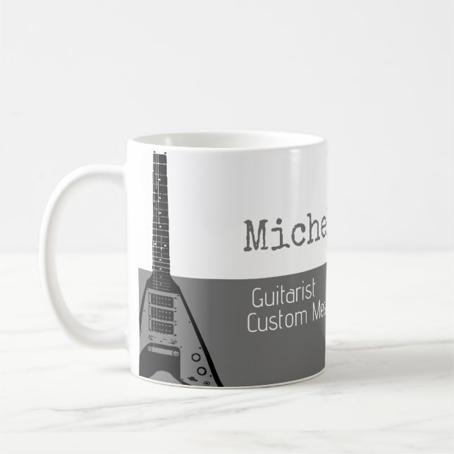 hennes professionell (guitarist) halvvitt grått ha kaffemugg (Vänster)