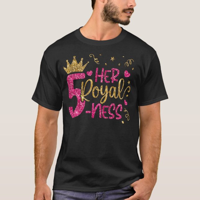 Hennes Royal 5 Ness Lycklig 5:e födelsedagen 5 år T Shirt (Framsida)