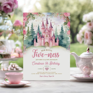 Hennes Royal Femness Rosa Castle Forest Birthday Inbjudningar